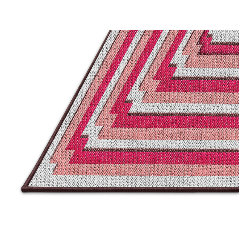Rose géométrique Ricard/Tapis décoratif gris, Rectangle 5 pi x 7 pi