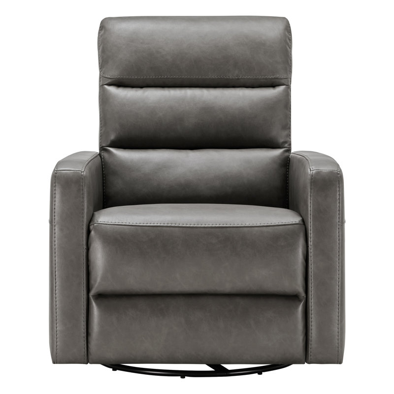 Fauteuil inclinable électrique pivotant en cuir Mila, Cuir étain Copley