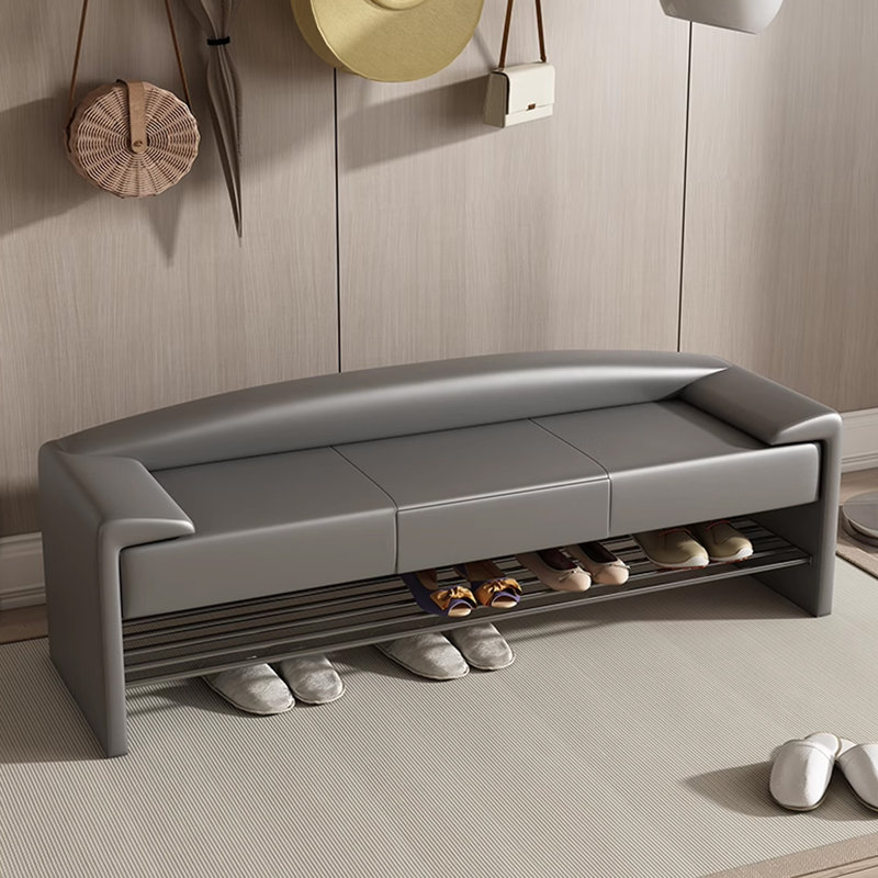 Banc de rangement rembourré pour chaussures, Gris foncé
