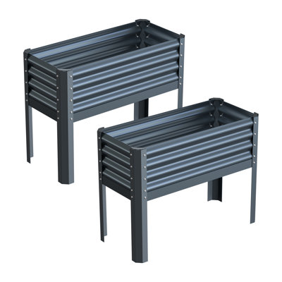 Raised Garden Bed with Legs, Galvanized Metal Elevated Planter Box for Vegetables & Flowers