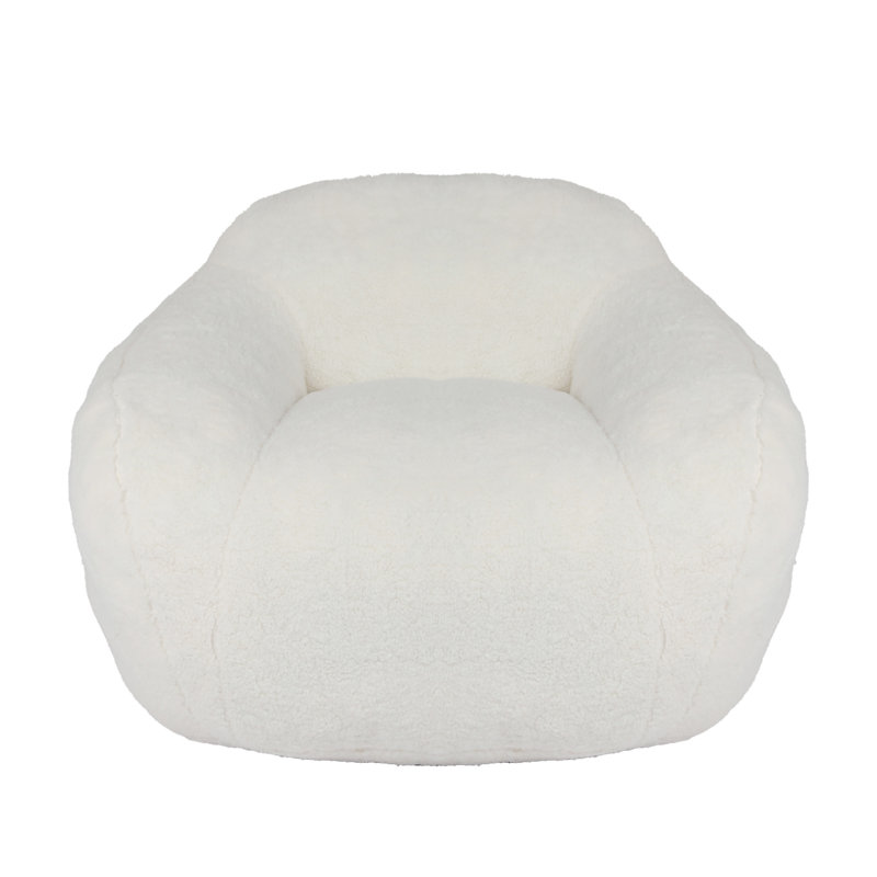 Bean Bag Chair, Off White Teddy, 26.8" H x 39.4" W x 36.6" D 