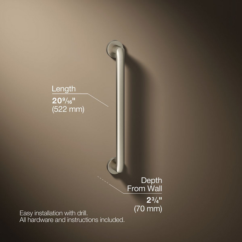 Kumin Grab Bar, Brushed Nickel, 18" W
