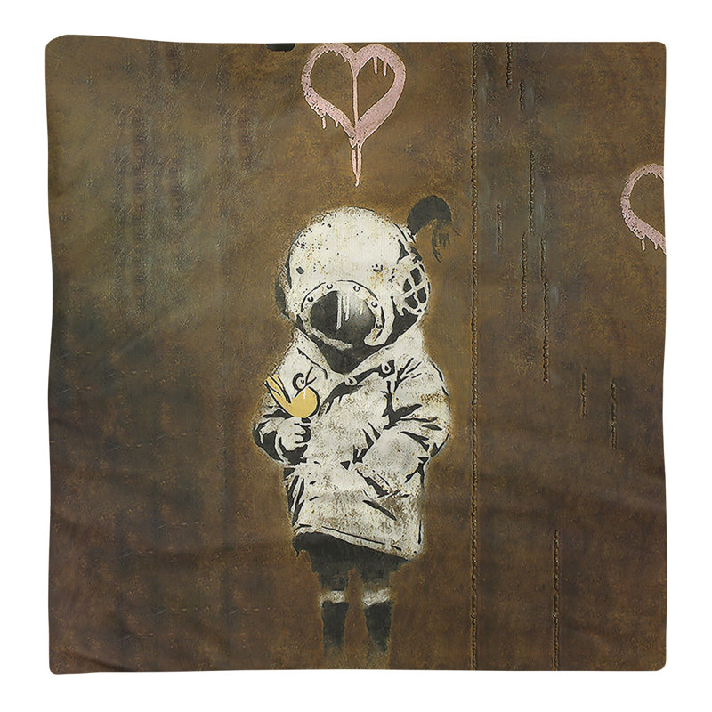 Serviette de table de salle à manger avec oiseau Space girl, 22 po x 22 po, Croisé en coton