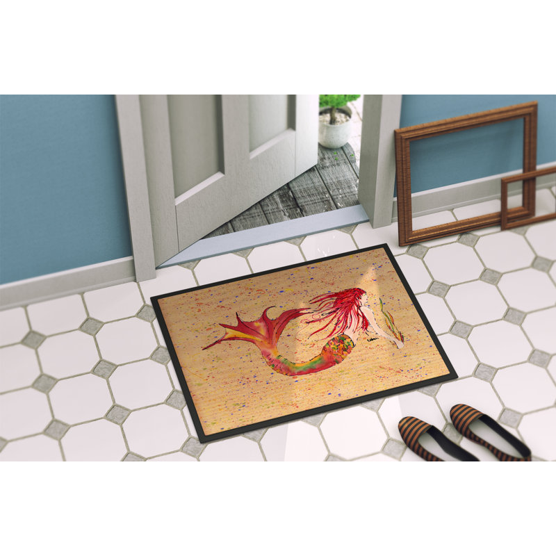 Paillasson d’intérieur antidérapant Gabriele Mermaid, Rectangle 1 pi 6 po x 2 pi 3 po