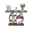 Console de 41,3 pouces de style industriel avec tablettes de rangement à 5 niveaux, base circulaire, décor rustique pour le vestibule et le salon
