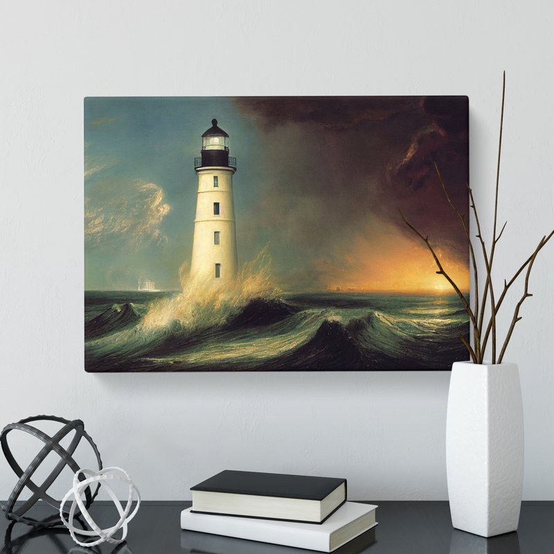 Dashing Lighthouse Seascape - Wrapped Canvas, 40cm H x 60cm W x 3cm D