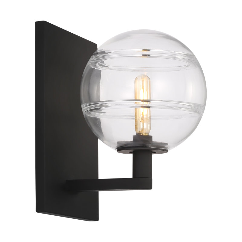 Sean Lavin Sedona 1-light LED wall sconce in nightshade black finish with glass shade, Clear