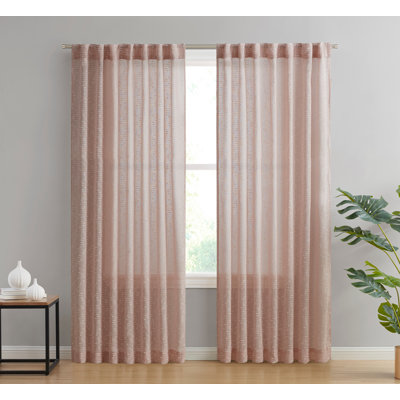 Huttonsville Textured Slub Faux Linen Semi-Sheer Rod Pocket Curtain Panels, 2 Panels