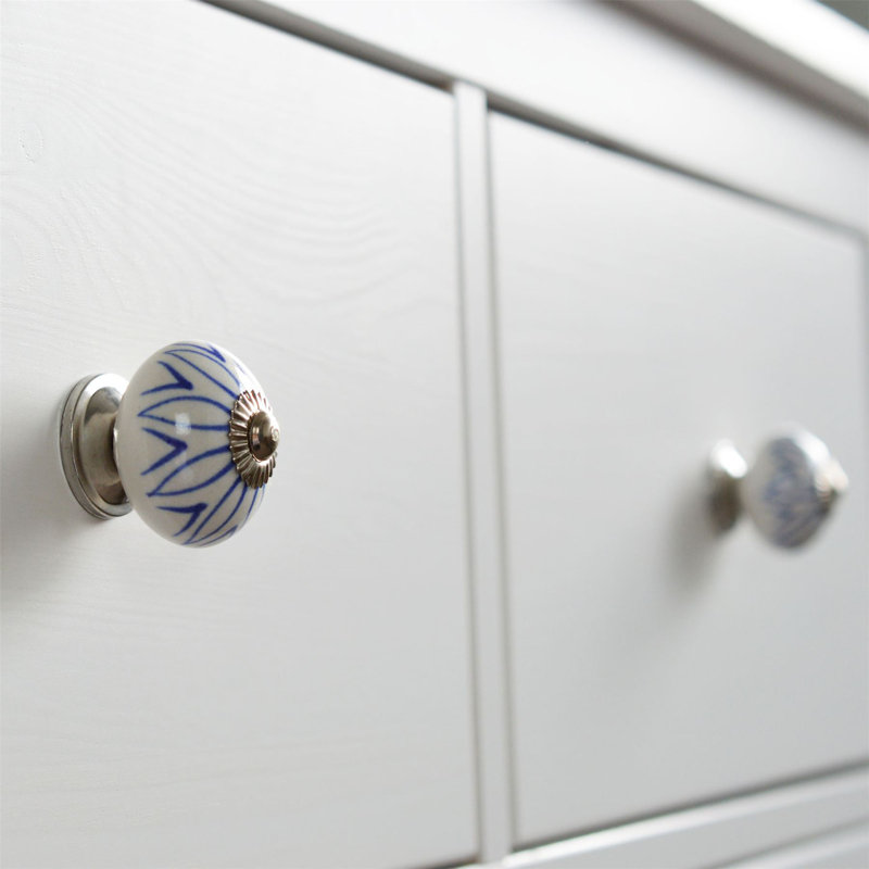 Nicola Spring - Round Ceramic Cabinet Knobs - Light Blue