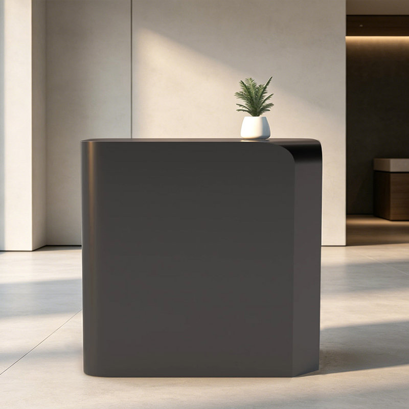 Contemporary Rectangular Manufactured Wood Reception Desk, 39.37, Black