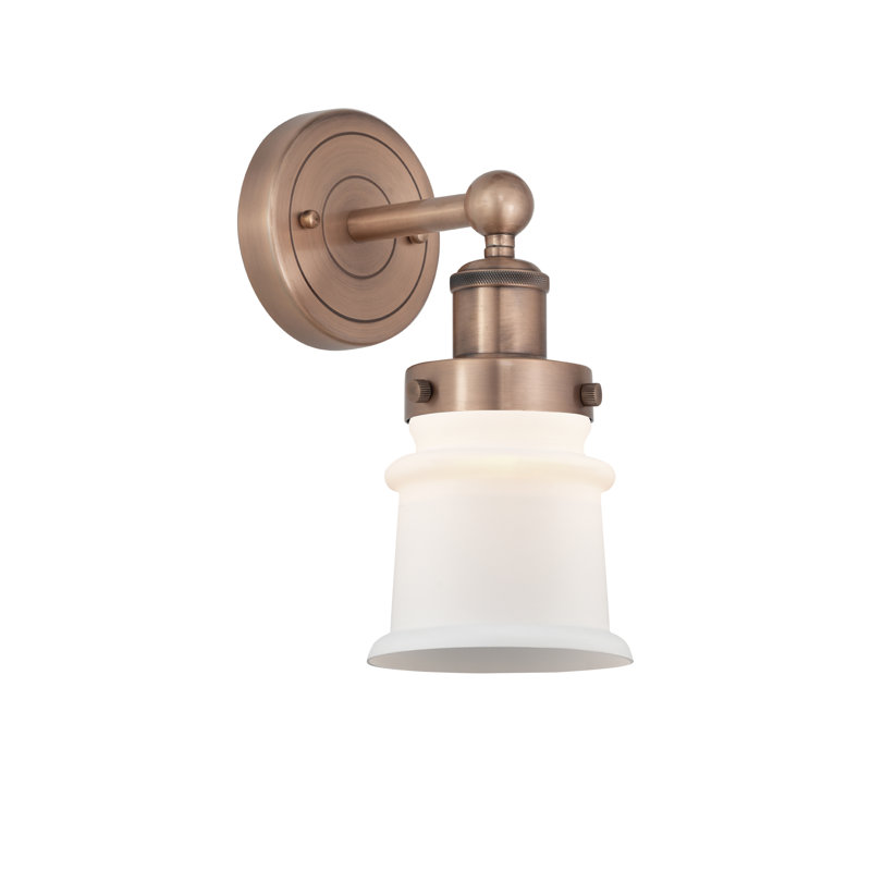 Charlo Armed Sconce, Matte White, Antique Copper