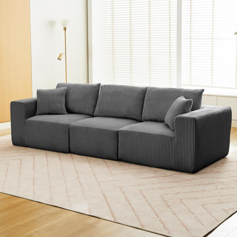 Canapé-lit modulaire 108 po Cloud Modular, Velours côtelé gris