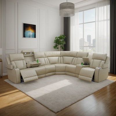 Canapé modulaire inclinable électrique en cuir de 3 pièces de 23,3 po de large Alomar (ensemble de 3