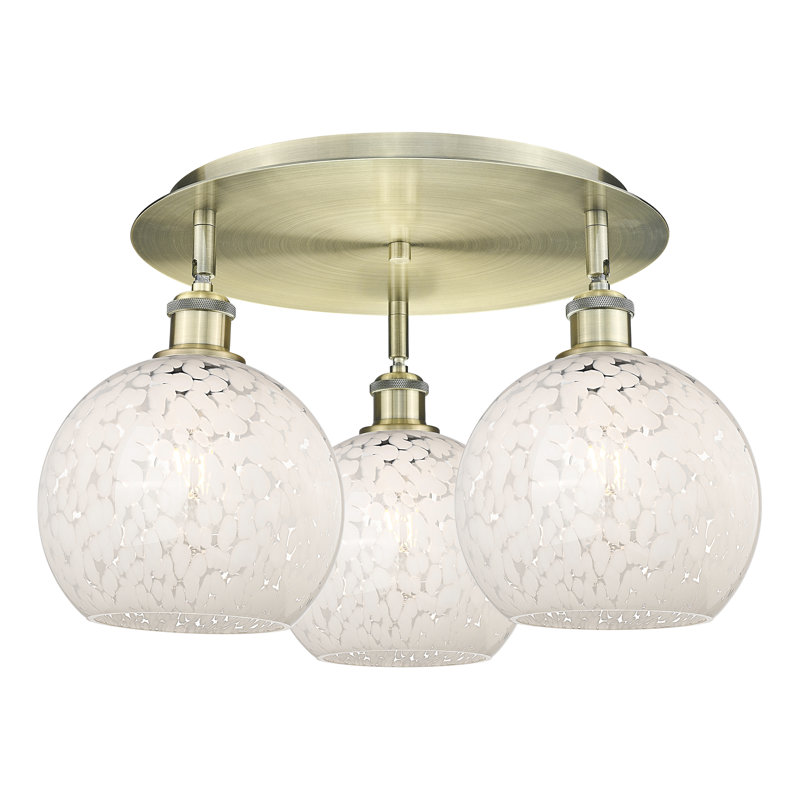 Bernda Glass Semi Flush Mount, Antique Brass