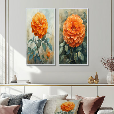 Ensemble de 2 pièces d'art mural orange et vert