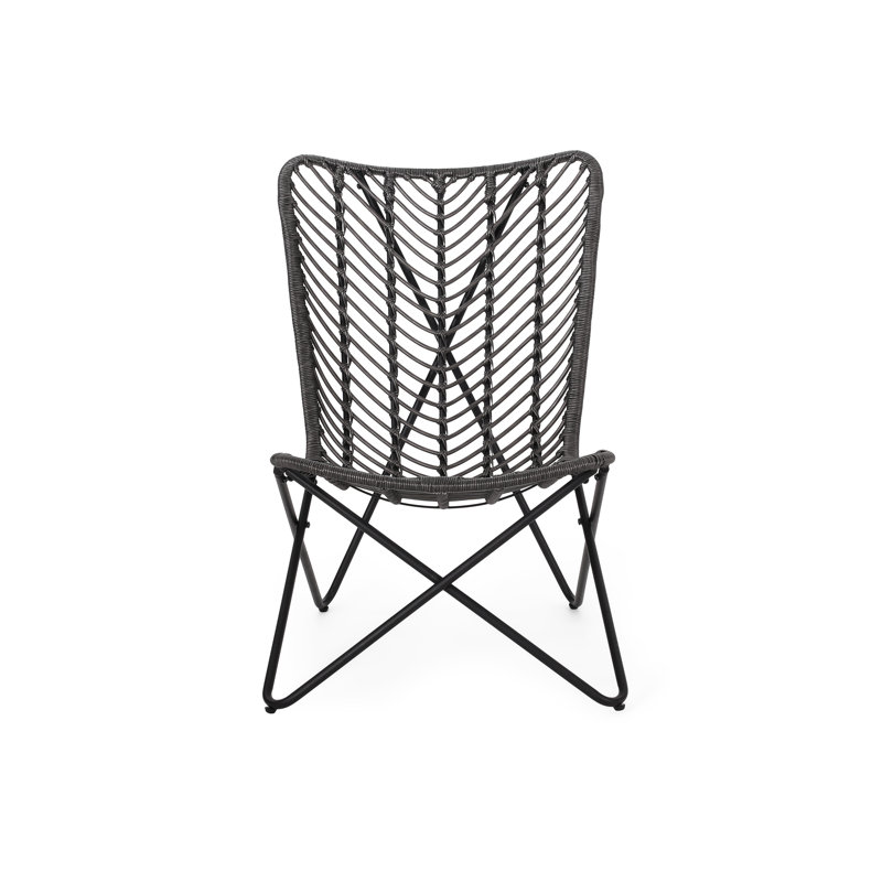 Chaises d'appoint d'extérieur grises, base géométrique, l 24,68 x P 34,48 H 34,79 H, capacité de 400 lb, chaises de patio confortables