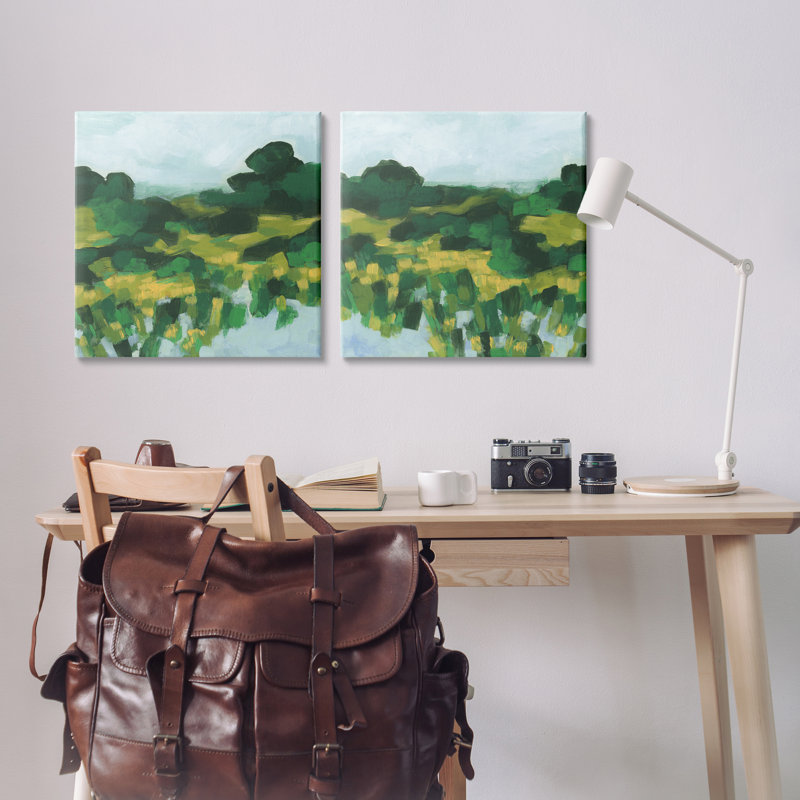  Ensemble d'art mural sur toile 2 pièces Reflecting Green Nature par June Erica Vess, H 24 po x l 24 po