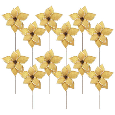 Ensemble de 12 tiges de poinsettia H 14 po - brun