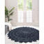 Tapis ovale en jute bleu marine tissé à la machine-101956701