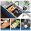 Évier de cuisine encastré noir 33 po avec robinet escamotable 33 po, évier de cuisine encastrable noir, évier de cuisine moderne en acier inoxydable avec divers accessoires