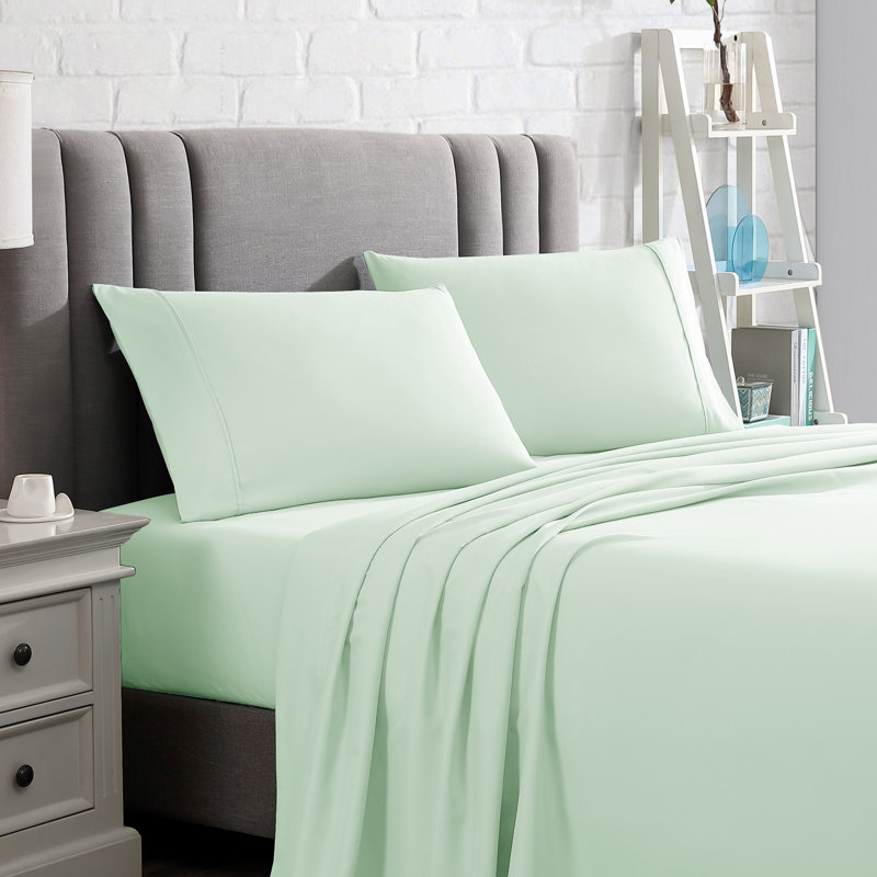  Ensemble de draps en microfibre ultra doux, Menthe, Ensemble de draps pour lit double + drap-housse + 