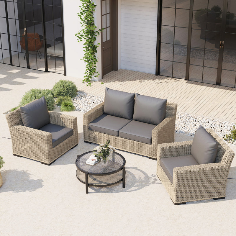 4-Piece Outdoor Chair Cushion Set, 24" X 24", Water-Resistant Patio Seat Cushions For Furniture Replacement, Gray