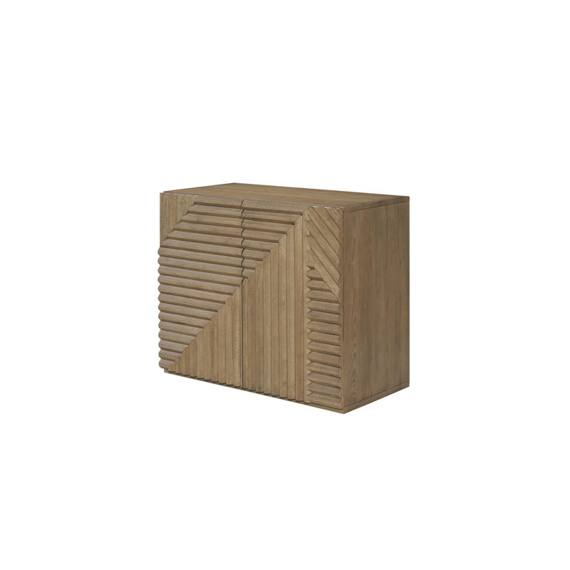Commode d'appoint géométrique cannelée Oak Crest couleur blé – Placage en chêne blanc américain, Tan