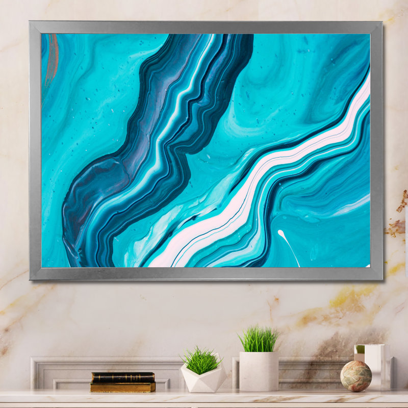 «Luxury Turquoise Marble River», reproduction d'art sur toile encadrée, H 24 po x l 36 po x P 1 po