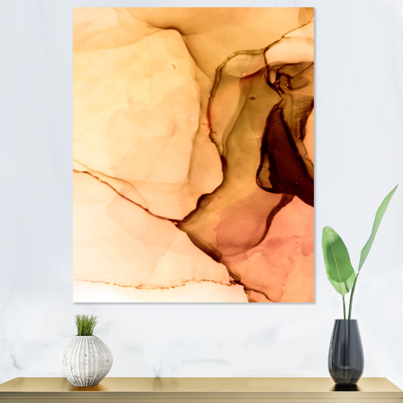 Art liquide sur fond jaune et orange, H 20 po x l 12 po x P 1 po, Toile tendue