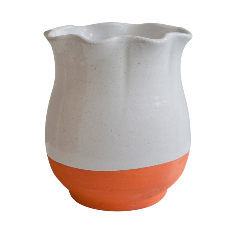 Moreton Scalloped Vase, Olive, 30 cm H x 25 cm W x 25 cm D