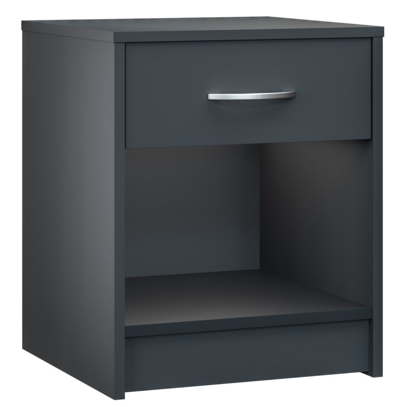 Ridas 40cm W MDF/particle Board Bedside Table, Anthracite