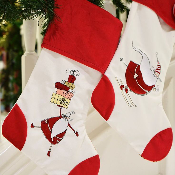 Holiday, Set Of Four Large Craft Holiday Stockings