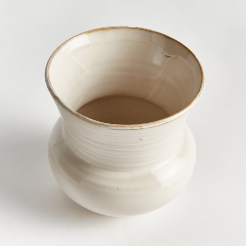 Delaney Stoneware Planter, Cream, 5.5" H x 5.5" W x 5.5" D