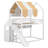 Full Size House Shape Loft Bed With Canopy, Wood Loft Bed With Roof, Built-In Bookshelves & Slide, Space-Saving Bed Frame-853865541