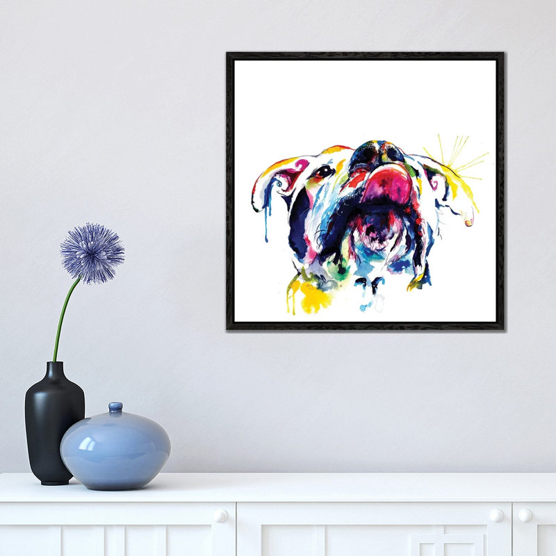 Smile by Weekday Best - Painting on Canvas, 45.72 cm H x 45.72 cm W, Black Framed