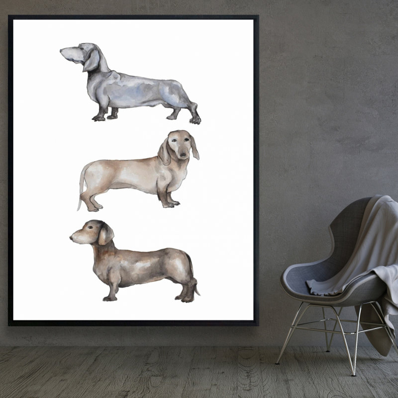 Small Dachshund Dog Print On Canvas