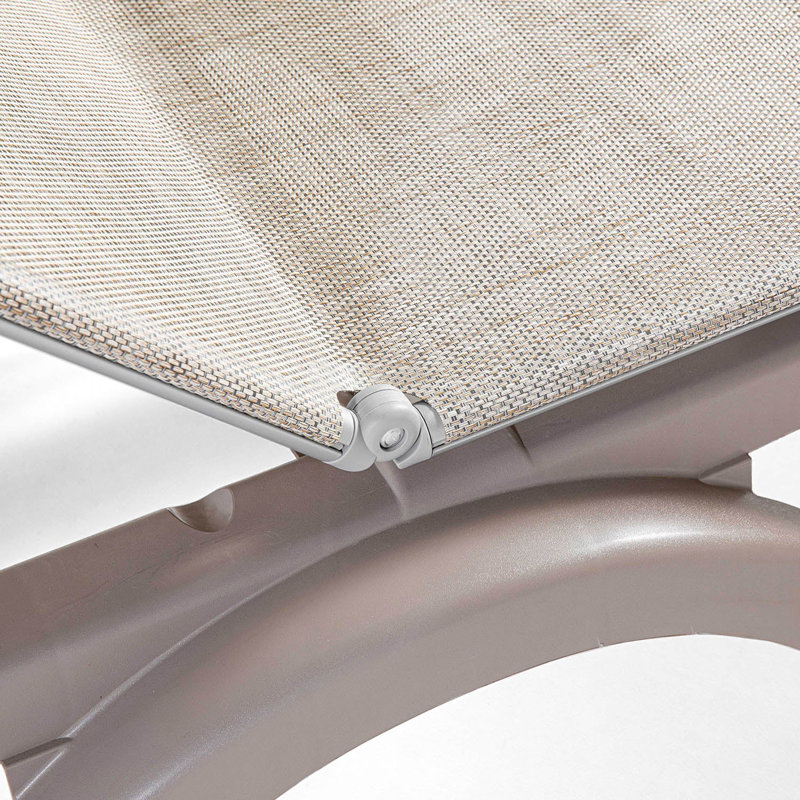 Grosfillex Jamaica Beach Adjustable Sling Chaise, Beige/Brown