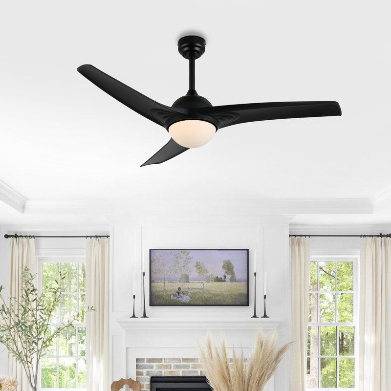 Ventilateur de plafond à 52 pales 52 po avec télécommande et ensemble d'éclairage inclus Clorice, Noir