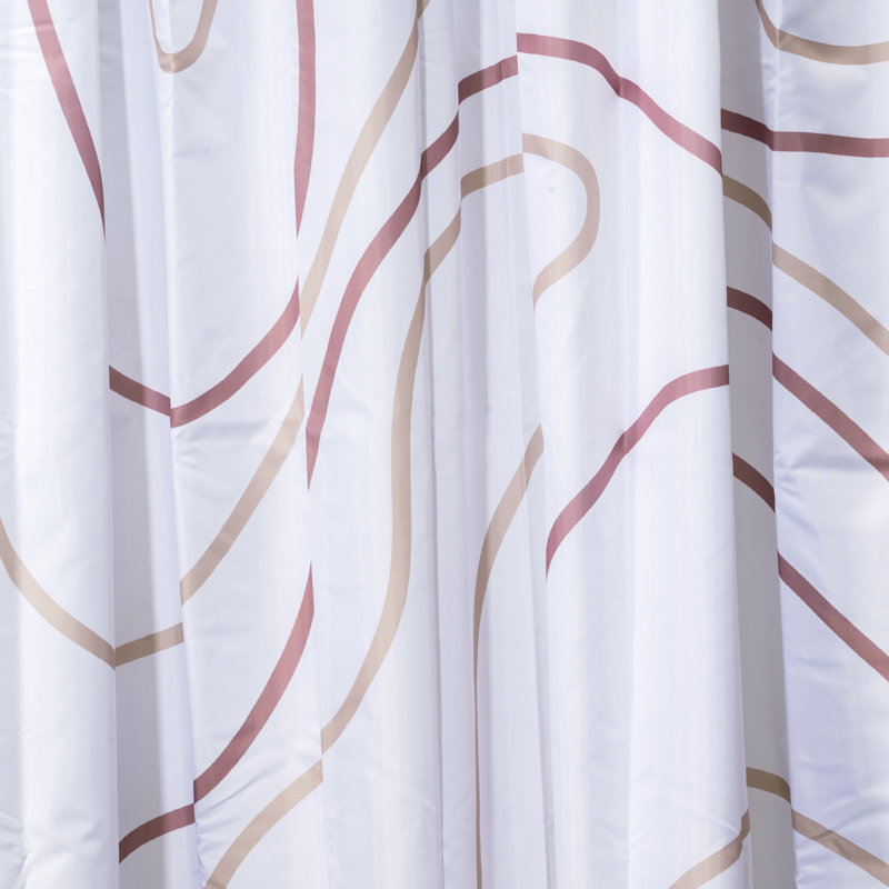 Croydex Shower Curtain with Pink Swirl Design - 100% Polyester with a Weighted Hem, Machine Washable and coated with Proseal for Water Repellence, 1800x1800mm