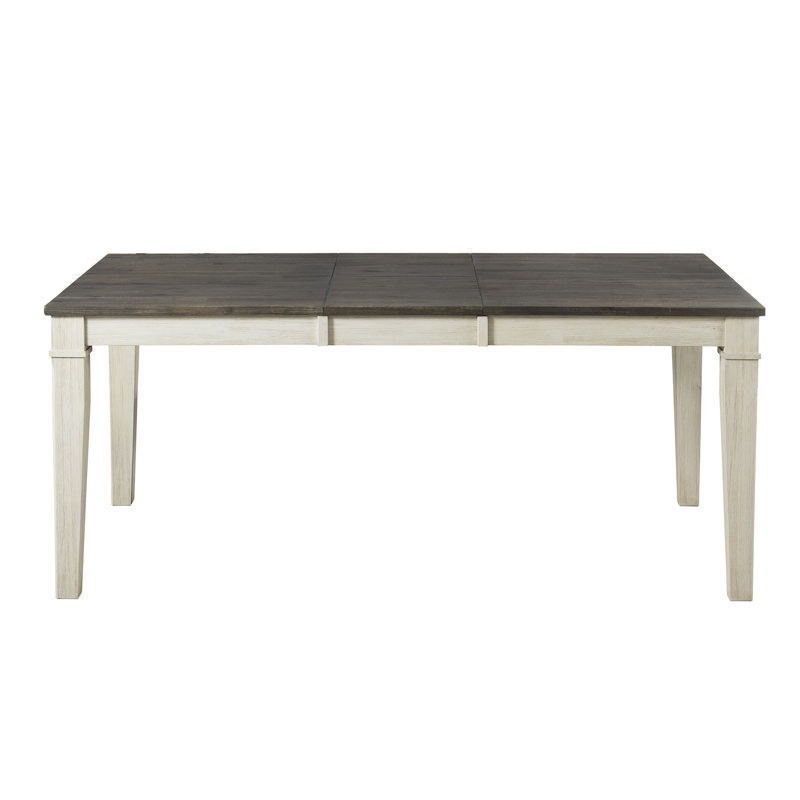 Jurney Extendable Acacia Solid Wood Dining Table, Distressed Cocoa/Chalk
