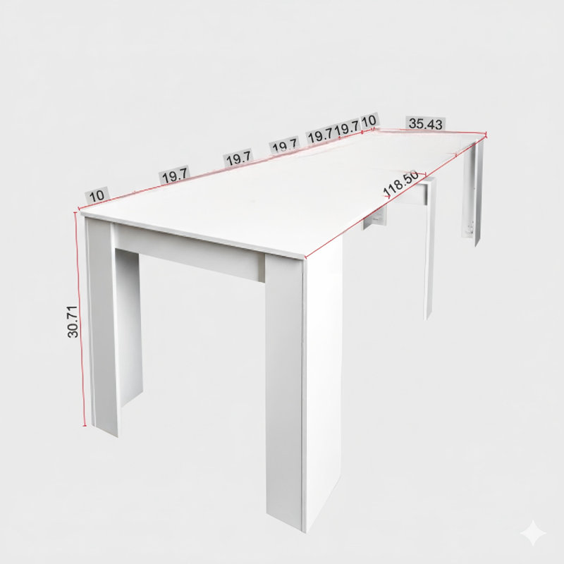 Console polyvalente au design extensible., Blanc