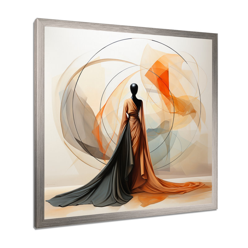 Abstrait contemporain danseur africain - art mural femme afro-américaine, Cadre simple argenté, H 24 po x l 24 po x P 1 po