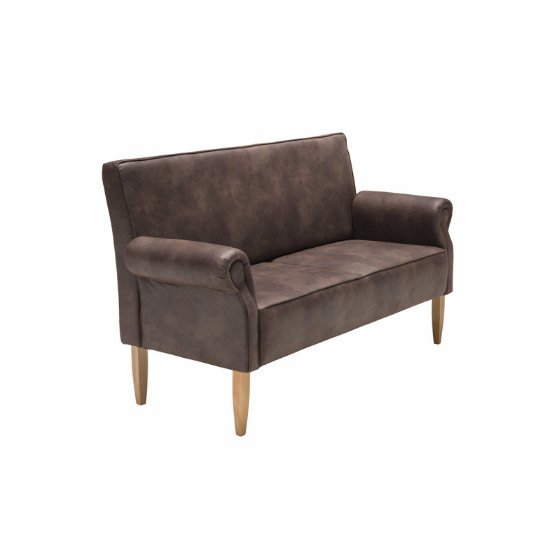 Andrew Upholstered Bench, Beige, Dark Brown