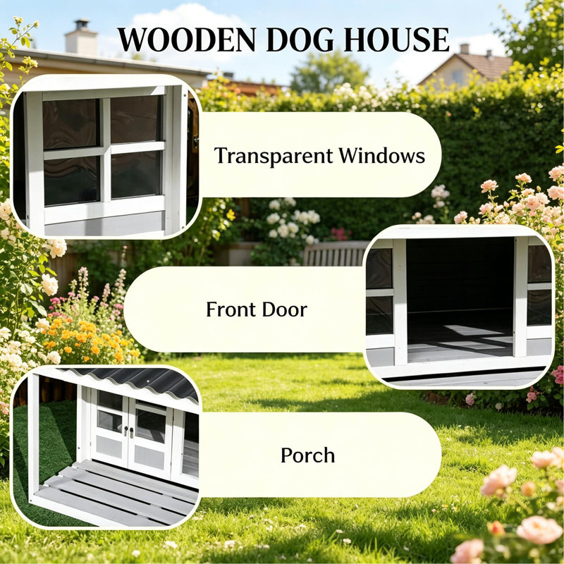 Spacious Outdoor Dog House,Wooden Pet House,Elevated Design Dog House,Duck House