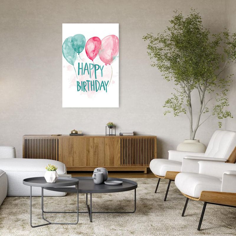 Affiche murale délicate, élégante et ludique sur le thème des ballons, idéale pour une fête réussie, 48" H x 32" W