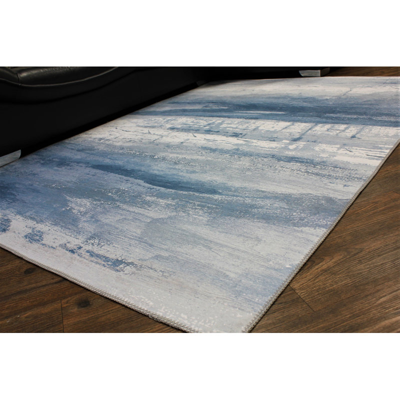 Tapis abstrait bleu, Rectangle 5 pi x 7 pi