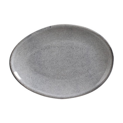 Dust Oval Dessert Plate 8.86” Ceramic Stoneware - Microwave, Oven, and Dishwasher Safe, by Porto Brasil