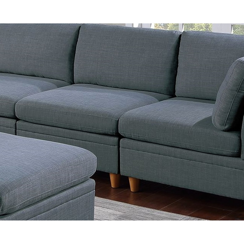Canapé modulaire 6 pièces: tissu d'acier pour le salon, 2 fauteuils en coin, 3 fauteuils sans accoudoirs, 1 pièce moderne pour la maison: en tissu, canapés d'angle,