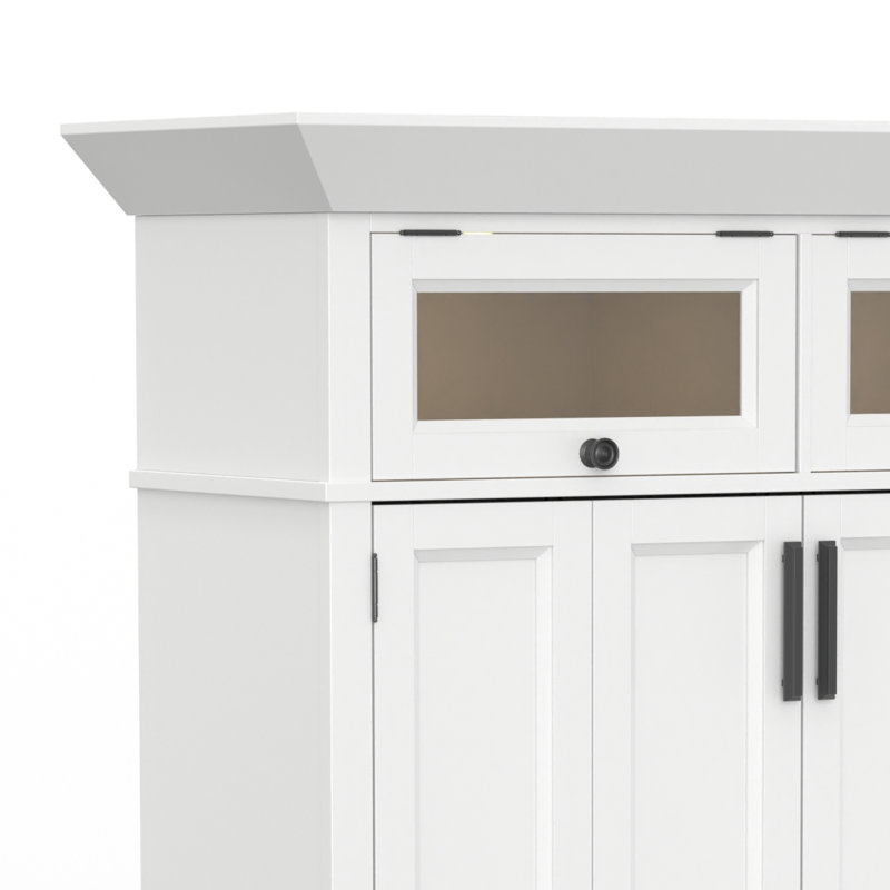 Bureau armoire en bois massif Bankhead, Coton et naturel vieilli