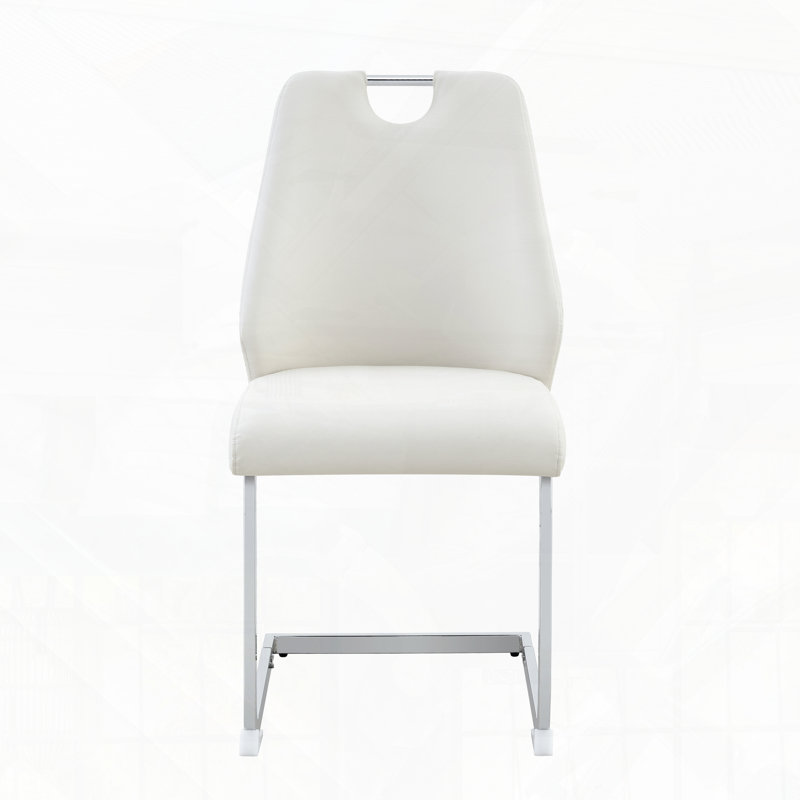 Chaises de salle à manger rembourrées en cuir synthétique, Blanc